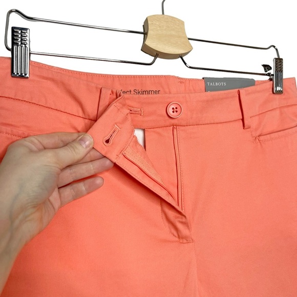NWT Talbots Peach Coral Perfect Skimmer Cropped Slim Leg Pants - Picture 8 of 11